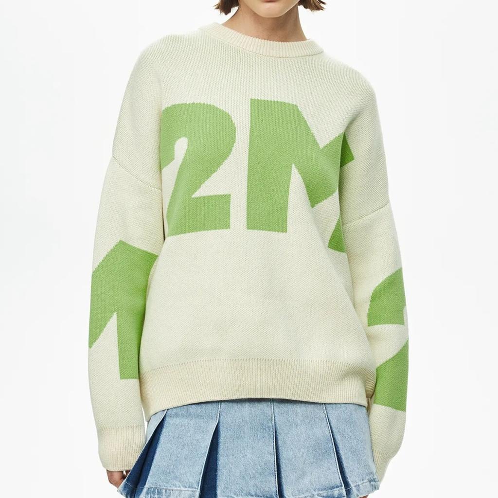 GMXIA Вязаный свитер свободного кроя с круглым вырезом на осень-зиму