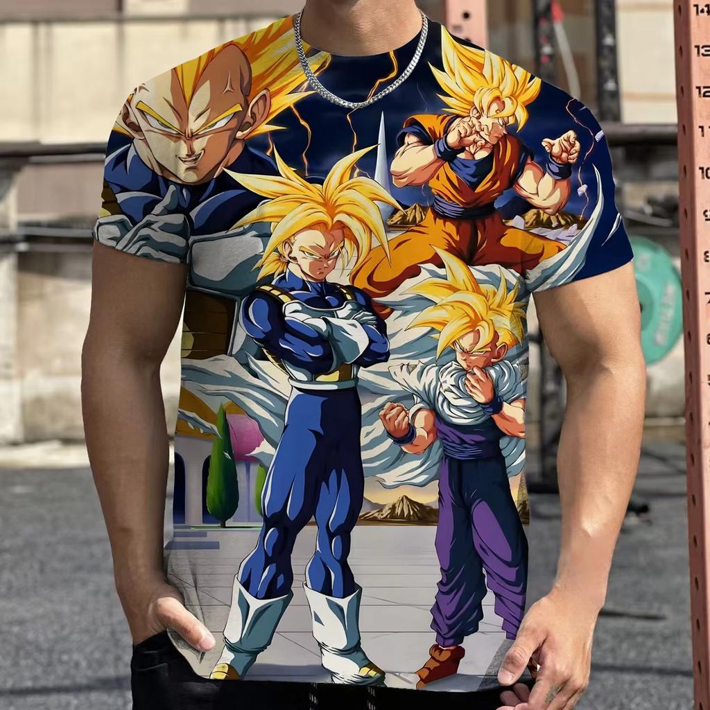 Летняя футболка Dragon Ball 2026 Детские Топы Футболка Аниме Фигурки Сон Гоку Супер Сайян Футболка Футболки для Мальчиков Детские С коротким рукавом
