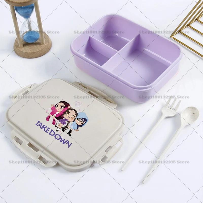 Kpop Demon Hunter Bento Lunch Box Kawaii Girl Portable Bento Boxs Student Hermetic Food Crisper Single Layer Capacity Kids Gift