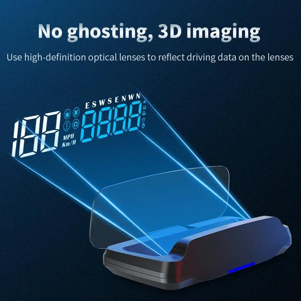 Hud Head Up Display Car Supplies Auto Universal With MPH Compass Direction Fatigue Driving Reminder Car Electronic Devices