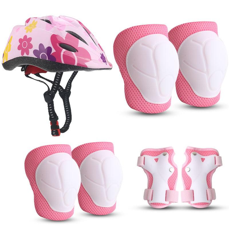 Kids Skateboarding Safety Gear Set With Helmet Knee Elbow Wrist Guards Roller Skating Scooter Cycling Outdoor Sports