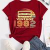 Vintage 1982 Letter Print Unisex T-shirt Casual Crew Neck Short Sleeve T-shirt WoUnisex Clothing Female TopsTees