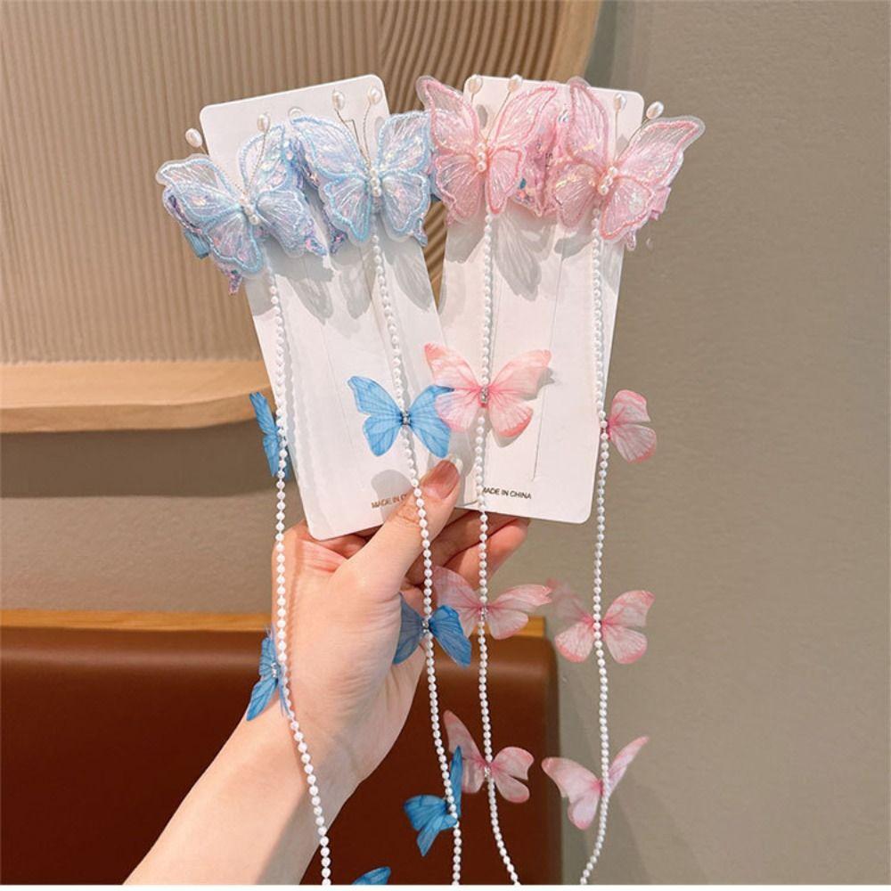 Colorful Pearl Braided Hairpin Tassel Hair Clip Cute Braided Hair Chain
