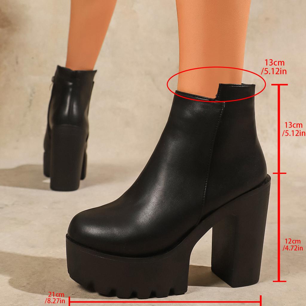 Fashion 2025New Super High Heel Boots High Heel Shoes Thick Heel Short Boots Autumn Winter  Waterproof Platform Single Women Boots