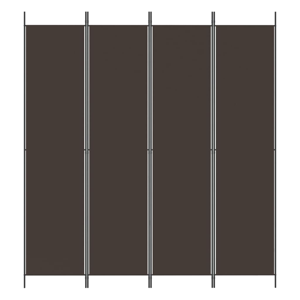 4 Piece Brown Folding Screen 200 x 220 cm Fabric