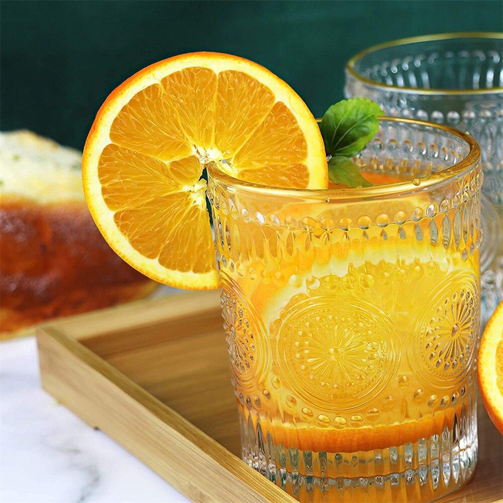 6 PCs 300ml Transparent Wine Glass Set Drinking Cup Baroque Glassware for Dinner Parties Bar Thick Heat Resistant Unleaded Glass