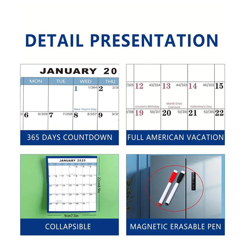 Большой Настенный Календарь 2026, 24 x 36 дюймов, 12-месячный Годовой настенный календарь, Двусторонний стираемый календарь, Планировщик расписания для офиса