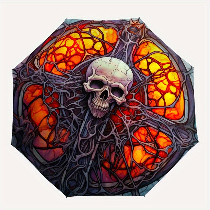 Stained Glass Skull Art Wall Decor Umbrella Day Gift Y258