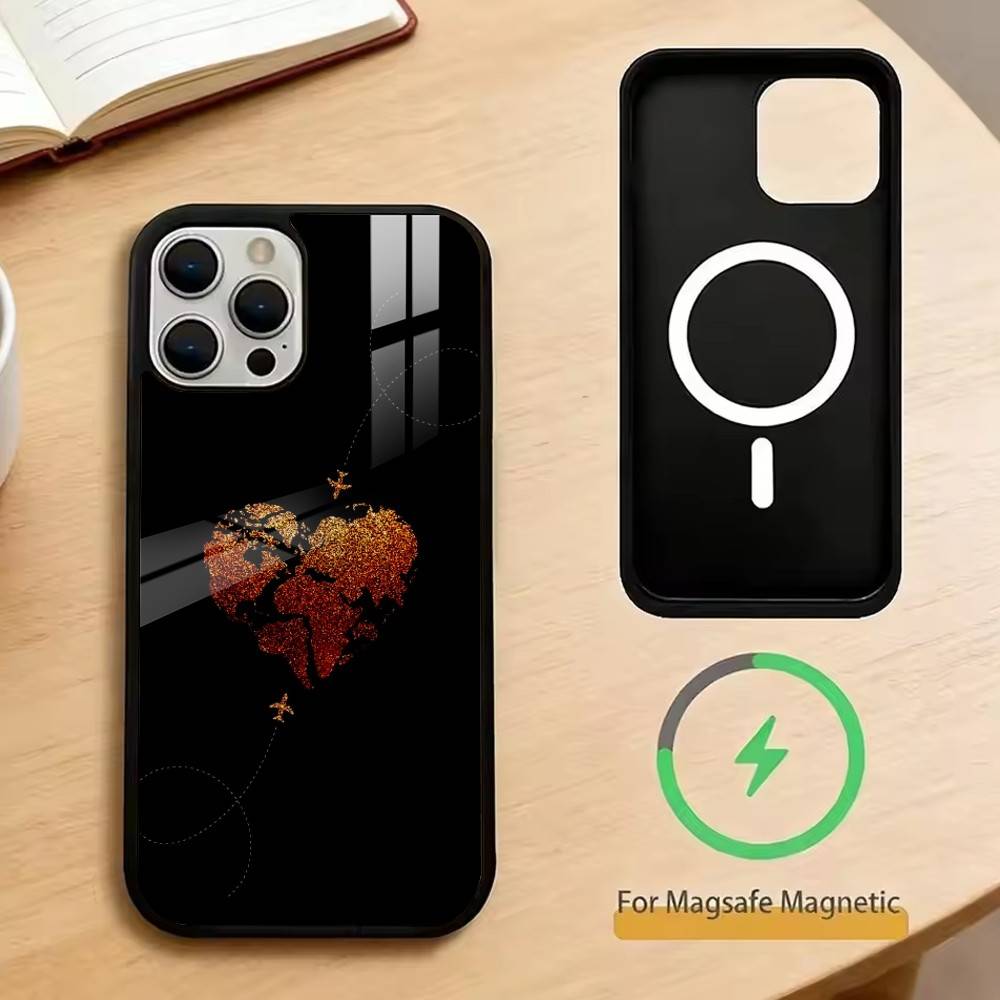Travel-Inspired Airplane Route Phone Case For iPhone17,16,15,14,13,12,11 Plus,Pro Magnetic with Magsafe Wireless Charging
