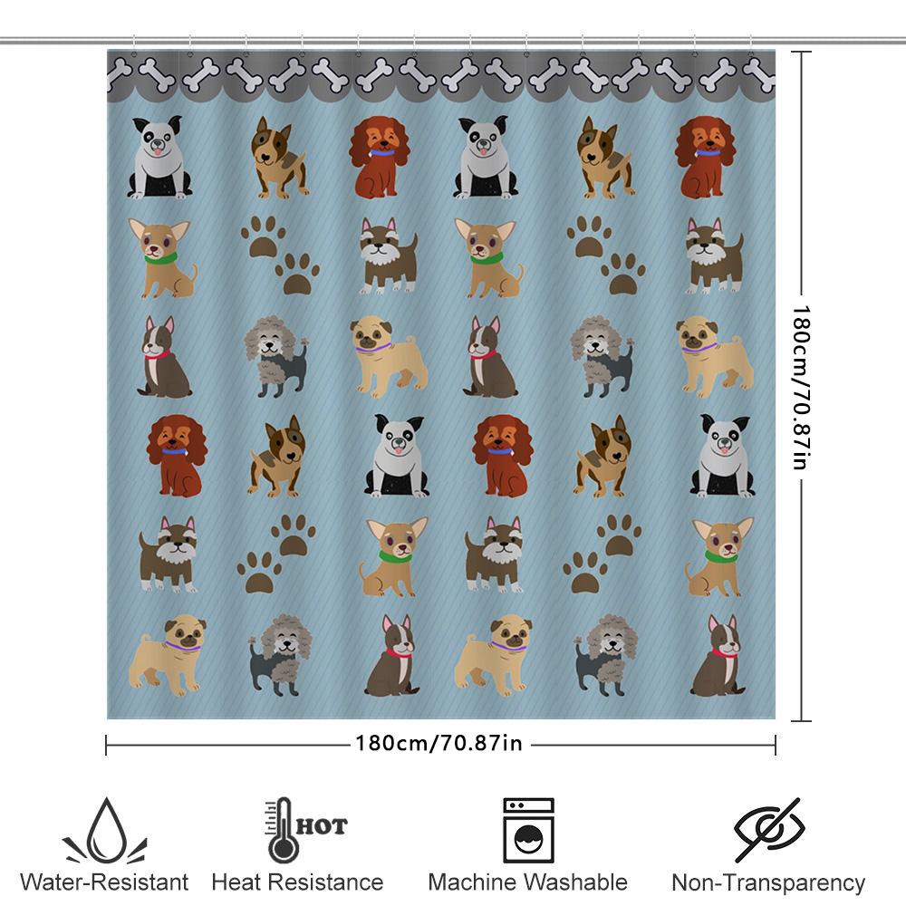 Украсьте свою ванную этими милыми шторками для душа с принтом собак