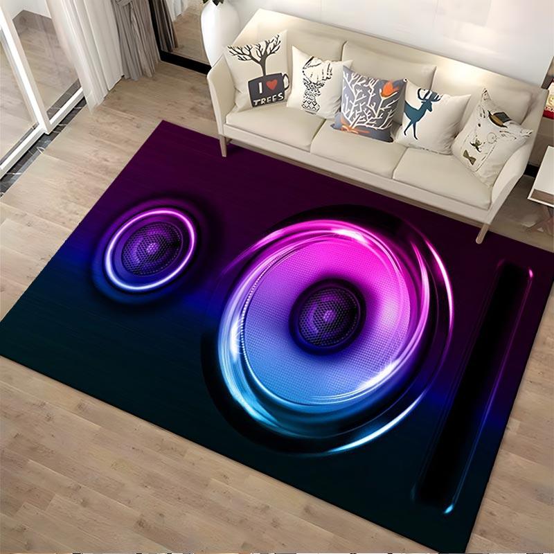 Colorful Neon Speaker Design Carpet for Living Room or Bedroom Decor Suitable for use as an anti-slip for living room bedroom sofas