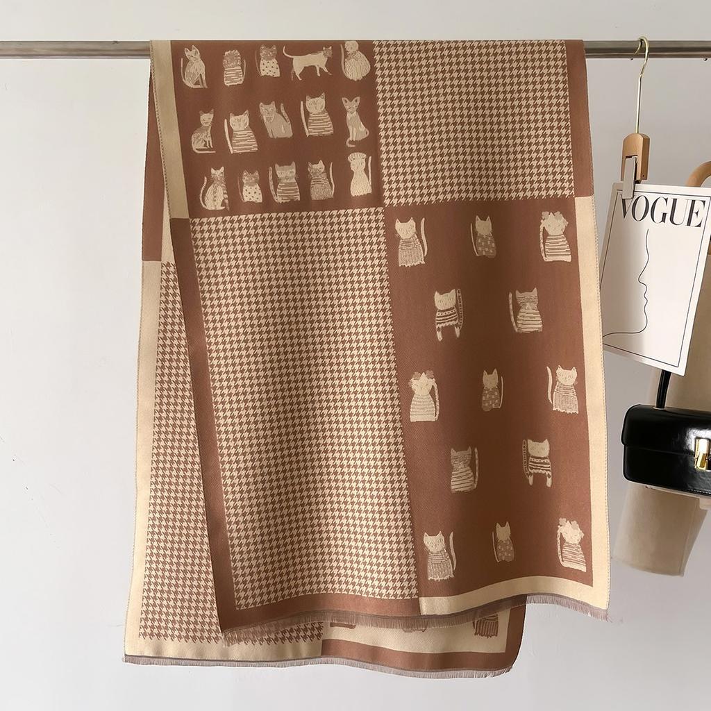 Winter Women Print Warm Scarf Cashmere Pashmina Double Sided Scarves Shawls Female Thick Blanket Wrap Bufanda Stole Echarpe