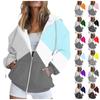 Women's Fashion Casual Printed Sweatshirt Long Sleeve With Pocket Cardigan Jacket Zipper Hoodie Coat