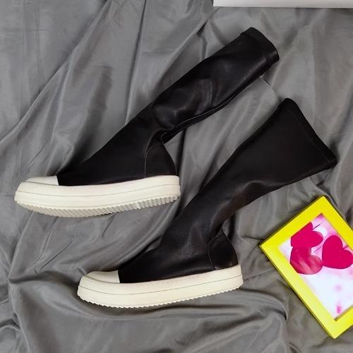 Женские сапоги выше колена на платформе, осенние, на плоском каблуке, для женщин, толстая подошва, зимние, тонкие, эластичные, ботфорты, зимняя обувь