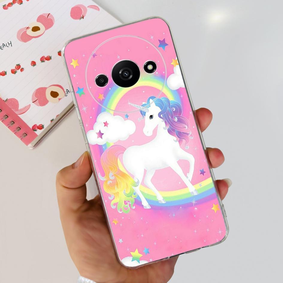 For Funda Xiaomi Redmi A3 Case 2024 Fashion Flower Transparent Silicone Soft TPU Phone Case For Xiomi Redmi A3 RedmiA3 4G Covers