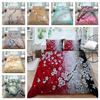 3D Family Bedding Single Double Bed Full Size Bedding Plum Blossom Pattern Pillowcase and Quilt Cover Noble and Washable Family Decoration