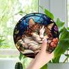Suncatcher Home Decoration Panel Waterproof Acrylic Window Panel Hanging Sun Catcher Book and Cat Cat Stained Glass Tree of Life