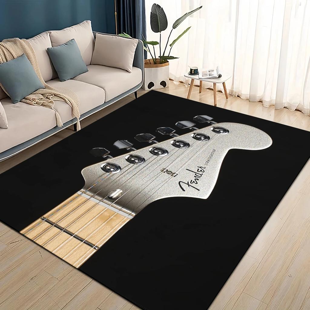 3D Ретро лого Fender Гитарные Инструменты Музыка Ковер Коврик для Гостиной Спальни Дома Декорация Дивана, Детский Нескользящий Напольный Коврик