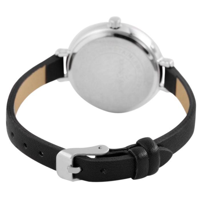Montre - EXCELLANC - EX0356 - Boîtier argenté 35 mm - Bracelet similicuir noir - Quartz japonais PC21