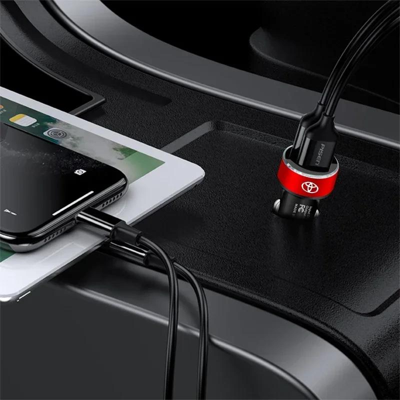 Автомобильное зарядное устройство 2 USB порта Быстрая зарядка Цифровой дисплей Автоаксессуары для Toyota GR TRD Fortuner Chr Verso Prius Hiace Yaris Trd Camry