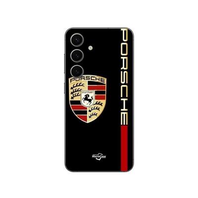 Чехол - PORSCHE - Samsung Galaxy S24 Plus - Красный и золотой логотип - Гибкий - Черный