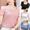 Women Blouse 45355 Sleeves Breathable Lightweight Young Lady Fashionable Ultra-thin T-shirt