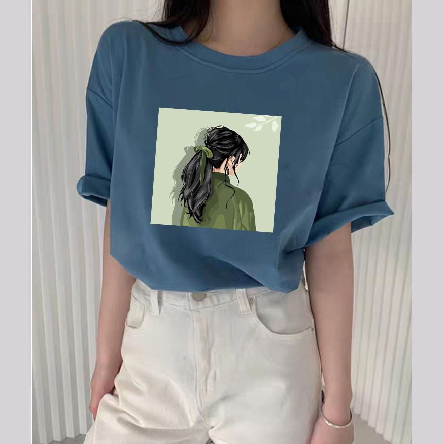 Printed Short Sleeve T-shirt Women Loose Cotton O-neck Tees Female Chic Aesthetic Graphic Pullover Tops