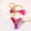 Glitter A-Z Shiny Sequin Letter Pendant Keychain Tassel Star Ball Charms Keyrings Women Bag Ornaments Car Trinket Accessories