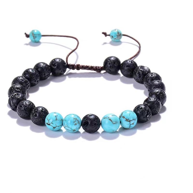 Luxury Natural Lava Stone Bead Bracelet Men Women Simple Handmade Adjustable 8mm Stone Bead Bracelet For Men Women Jewelry