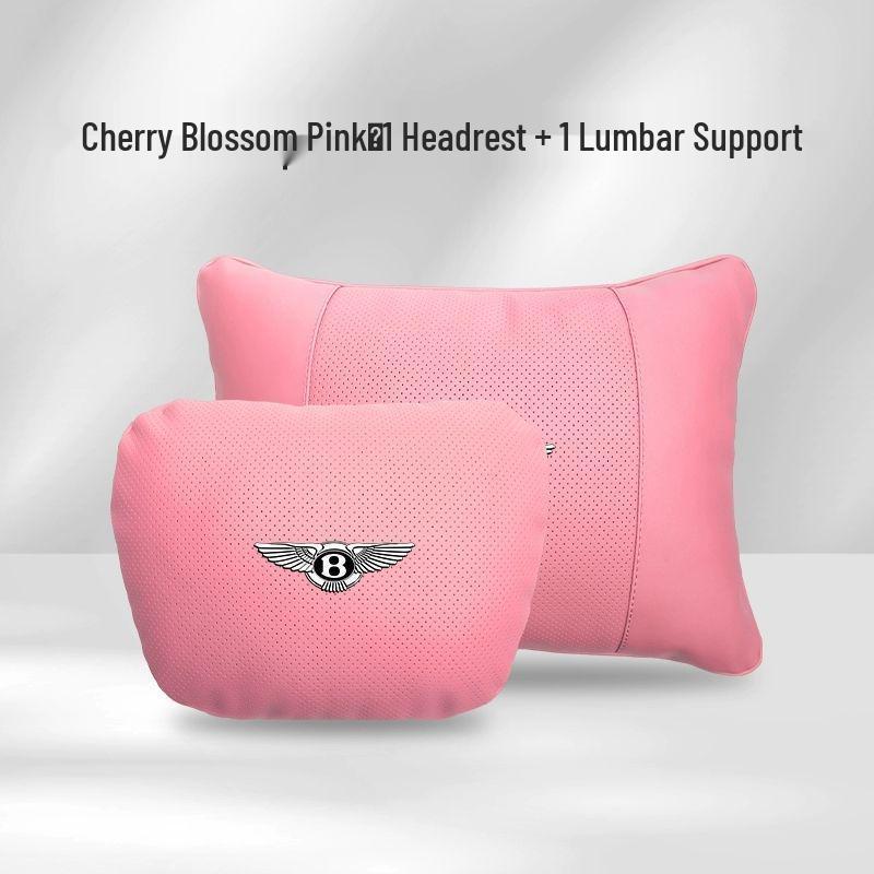 Genuine Leather Headrest, Lumbar Support, and Neck Pillow for Bentley Continental, Bentayga, Flying Spur, and Mulsanne Interiors.