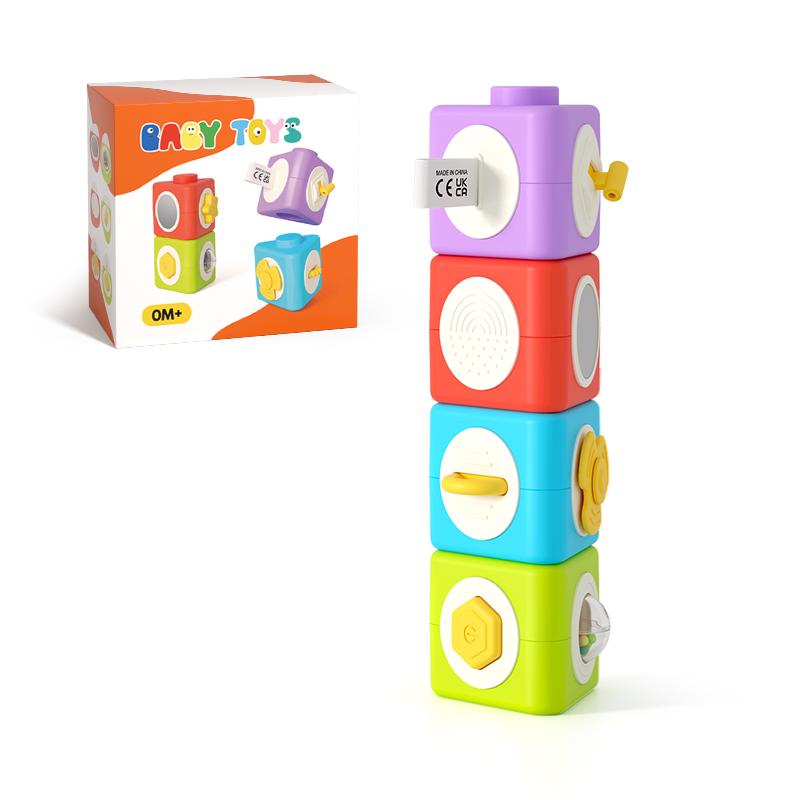 Активные кубы и набор строительных блоков для stacking, 4 шт., Монтессори-игрушки, Обучающие игры, Сенсорные игрушки для путешествий для малышей, Подарки