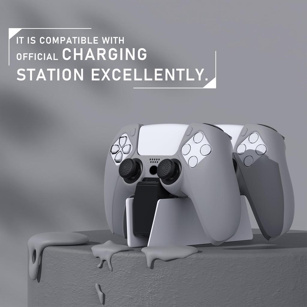 Защитный силиконовый чехол PlayVital, совместимый с Pure Series PS5. Мягкий резиновый чехол, совместимый с PS5. В комплект входят 6 джойстиков. Можно использовать на