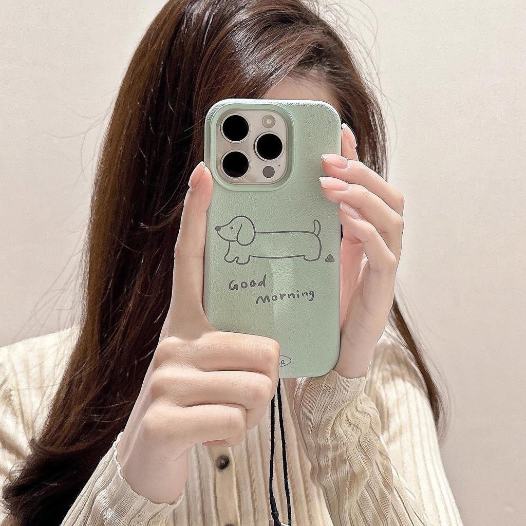 Мультяшный чехол для мобильного телефона Apple 16 Promax с рисунком кожи и наклоняющейся собакой для IPhone 15 Всесторонний 14/13 для пары