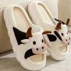 Fashion Hot Sale Women Milk Cow Linen Slippers Four Seasons Men Indoor Sandals Adults Cartoon Slides Couples Cute Breathable Home Shoes