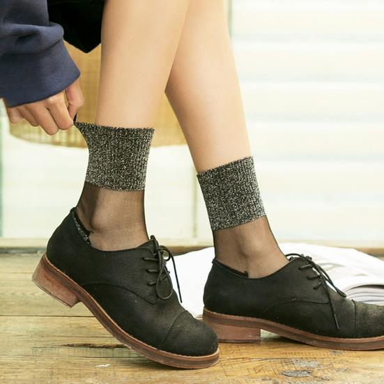 Yousheng 10 пар женских прозрачных блестящих носков до щиколотки, шелковистые прозрачные блестящие носки, ультратонкие блестящие короткие носки для весны и лета