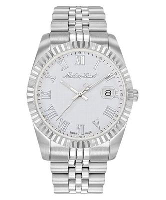 Мужские часы Mathy III Roman из нержавеющей стали с белым циферблатом, кварцевые H810ABR