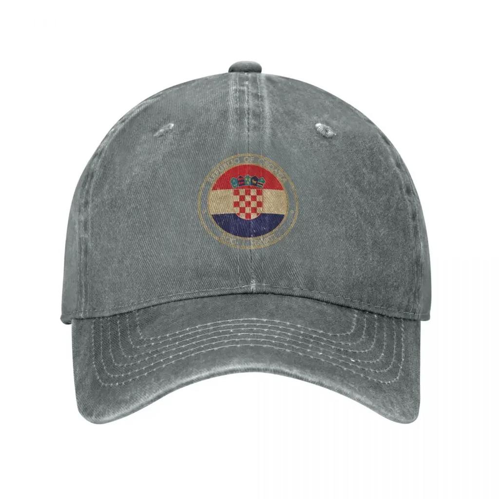 Vintage Republic of Croatia Europe European Flag Baseball Cap Military Tactical Cap Snapback Cap F Unisex Luxury Brand Womens
