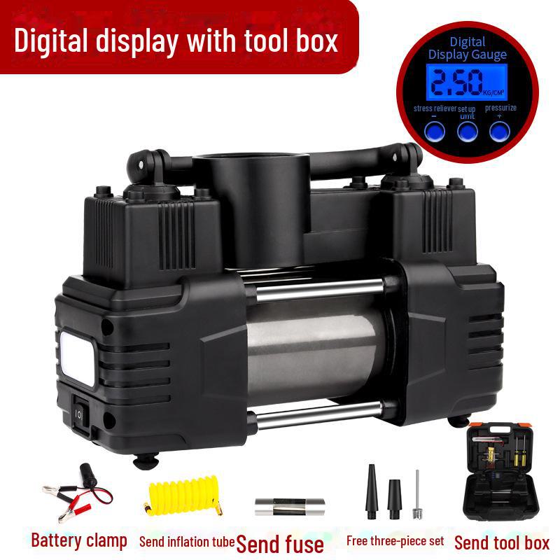 Двухцилиндровый мини портативный 12 В высоковольтный металлический автомобильный воздушный насос