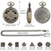 Mini DND Dice Set with Steampunk Bronze Hollow Case for Pocket Watch, 7Pcs Polyhedral Metal Dice Set, Dungeons and Dragons Gifts