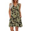 Women's Summer Dresses Loose Fit Printed V Neck Sleeveless Sundresses Beach Hawaiian Dress With Pockets