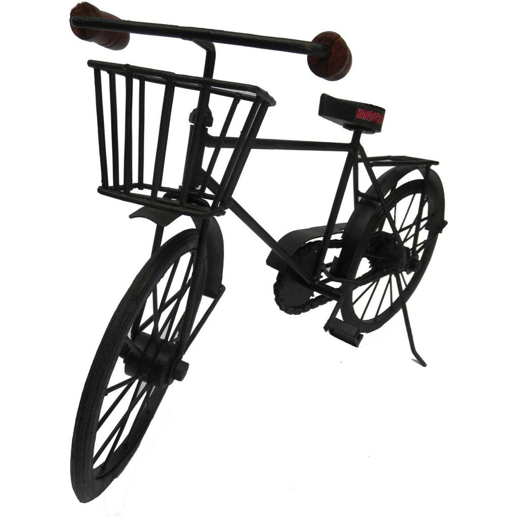 Handicraft Wood & Iron Made Cycle In Black Colour Decorative Showpiece - 26 Cm (Iron, Wood, Black)