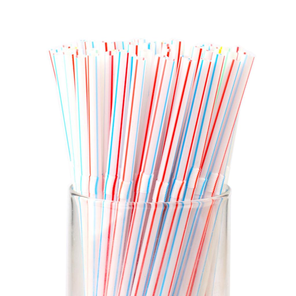Set of 100 Colorful Bendable Plastic Straws Throwaway Straws Durable Drinking Straws Plastic Material for All Occasion