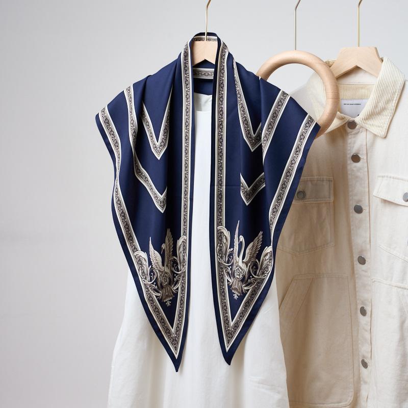 Summer atmosphere wearing headscarf twill silk simulation silk cool diagonal scarf cashew print women's triangle silk scarf