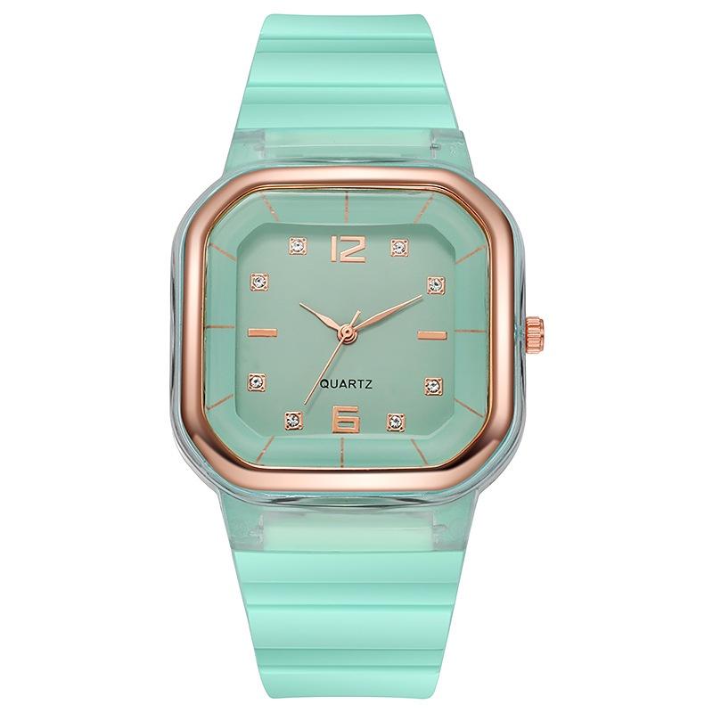 Women Watch/Stylish Square Dial Crystal Silicone Dial