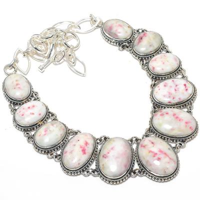 Киноварь Драгоценный камень Ручная работа 925 Серебро Ювелирное ожерелье 18" JCN370-11