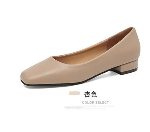 Модные Новые Женские Лоферы на Плоской Подошве Простые Низкий Каблук Офисная Работа Повседневная Обувь Слипоны Плоская Обувь Дамские Туфли с Квадратным Носком Рабочая Обувь