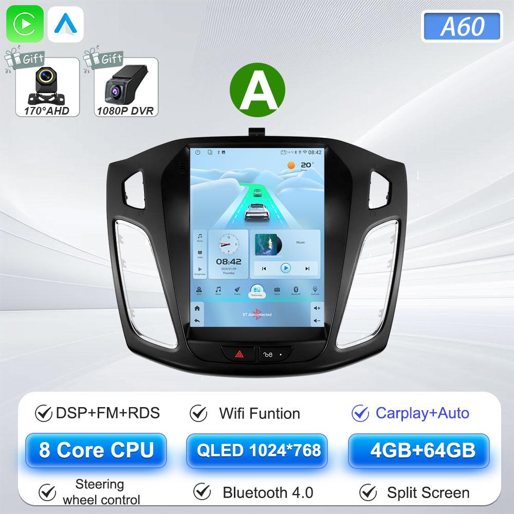 Автомагнитола Android 16 для Ford Focus 3 Mk 3 2011 2012 2013 2014- 2019 В стиле Tesla Carplay Стерео Головное устройство GPS 4G Wifi DSP BT
