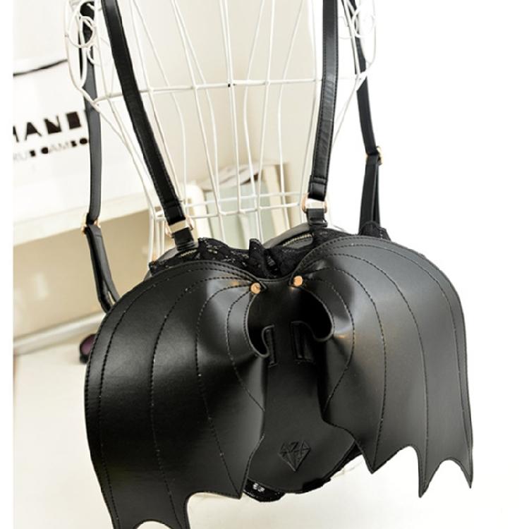 Модный Кружевной Рюкзак Летучая Мышь PU Рюкзак Готический Daypack для Шопинга и Свиданий