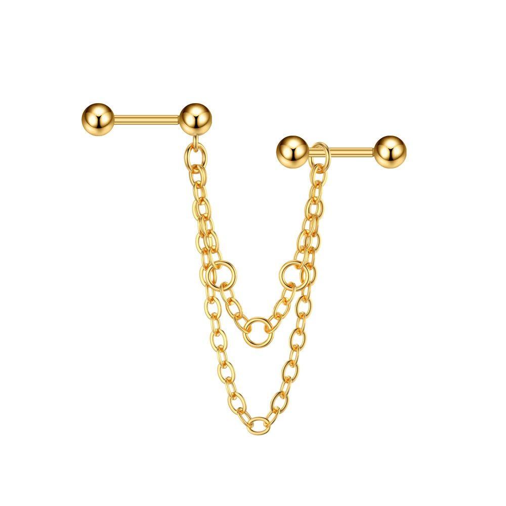 Серьги-цепочки для хряща, промышленные серьги-цепочки из нержавеющей стали, двойной пирсинг, модная вечеринка