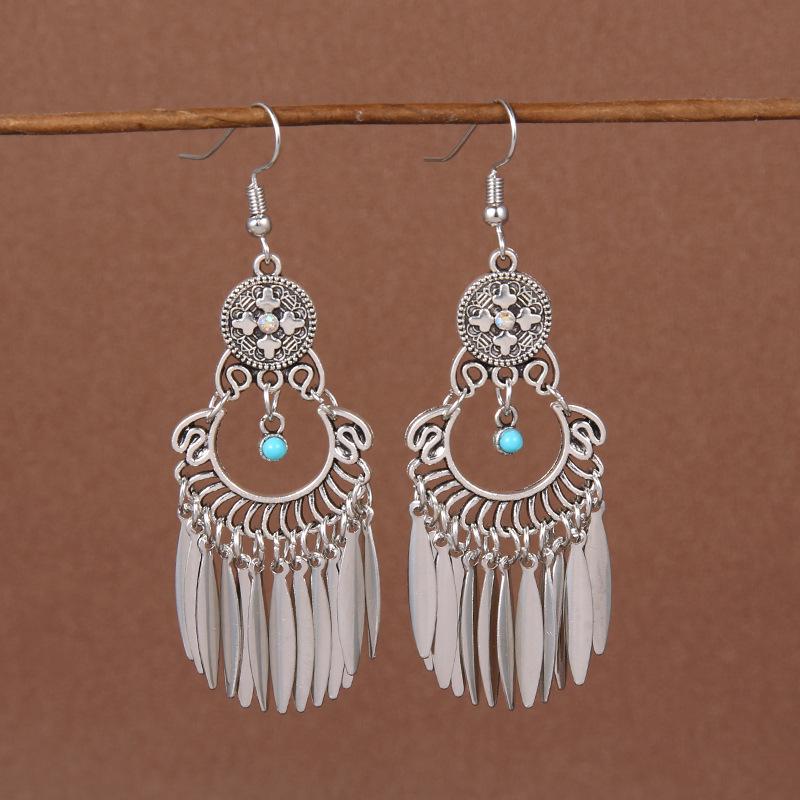 Vintage Chinese Tassel Earrings: Yunnan Dai Style with Tibetan Silver for Women